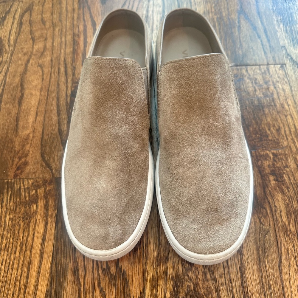 Vince Tan Mules with Soft Suede Finish